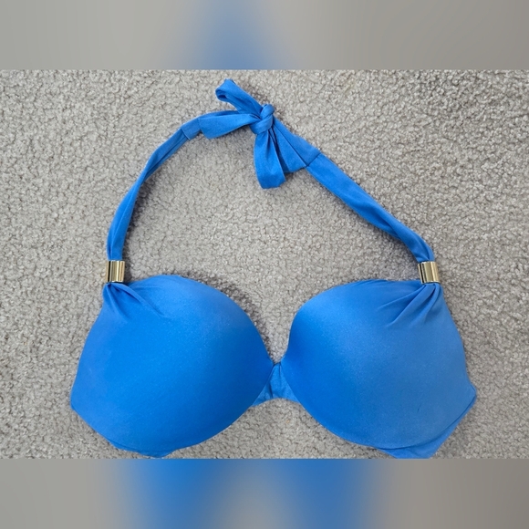 Victoria's Secret Bombshell Push-Up Add 2 Cups Blue Bikini 34DD And Medium - Picture 2 of 12